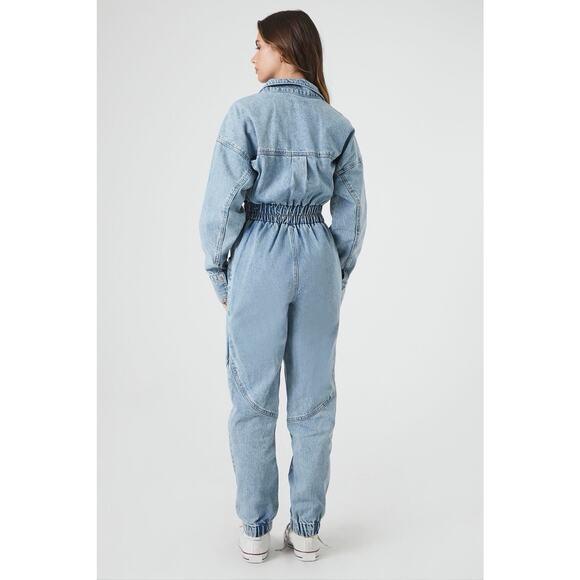 New w/tags Forever 21 Jumpsuit 2X Denim Boiler jumpSuit Jogger - Picture 3 of 5